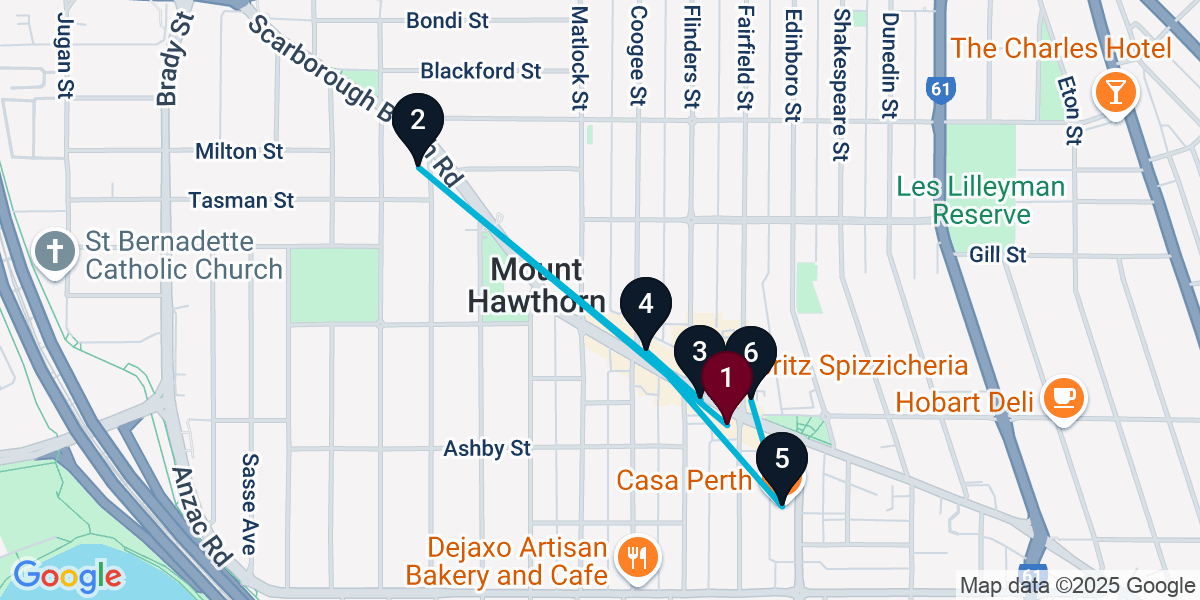 Map for 6-Stop Mount Hawthorn Wine bar Bar Crawl