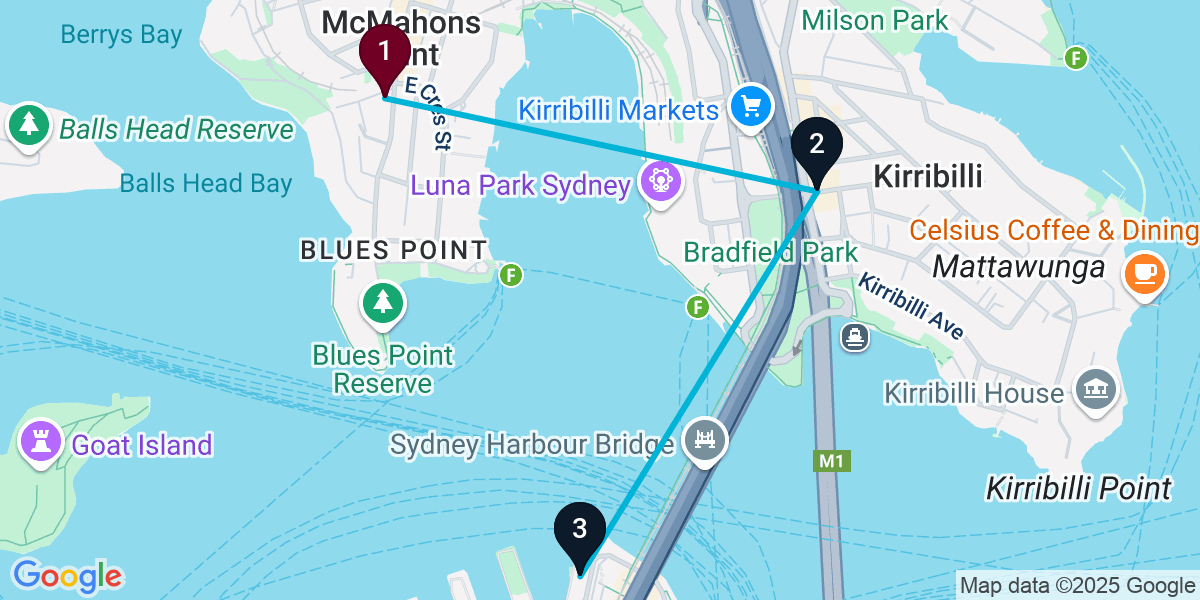 Map for 3-Stop McMahons Point Wine bar Bar Crawl