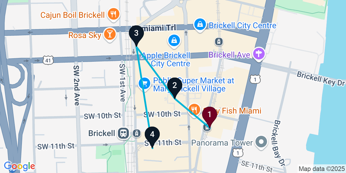 Map for Curated Miami Bar Crawl