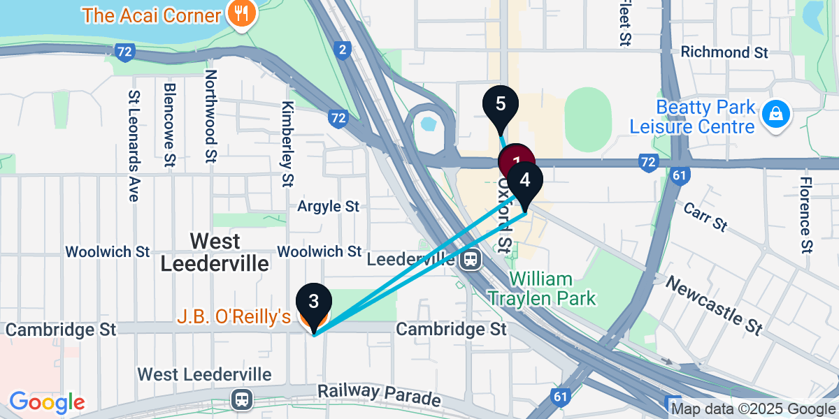 Map for 5-Stop Leederville Live music Bar Crawl