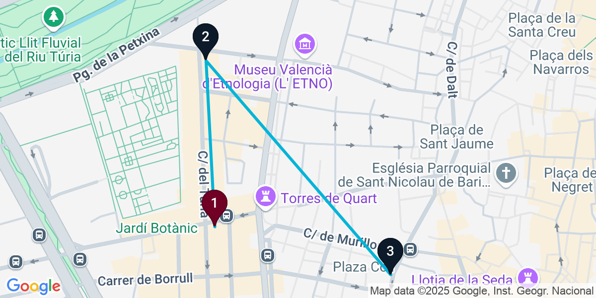 Map for 3-Stop Elite València Bar Crawl