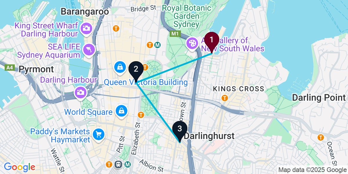 Map for 3-Stop Woolloomooloo Hotel bar Bar Crawl