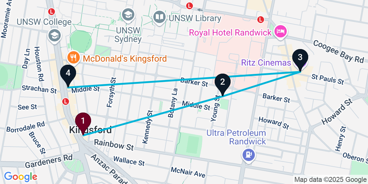 Map for 4-Stop Kingsford Wine bar Bar Crawl