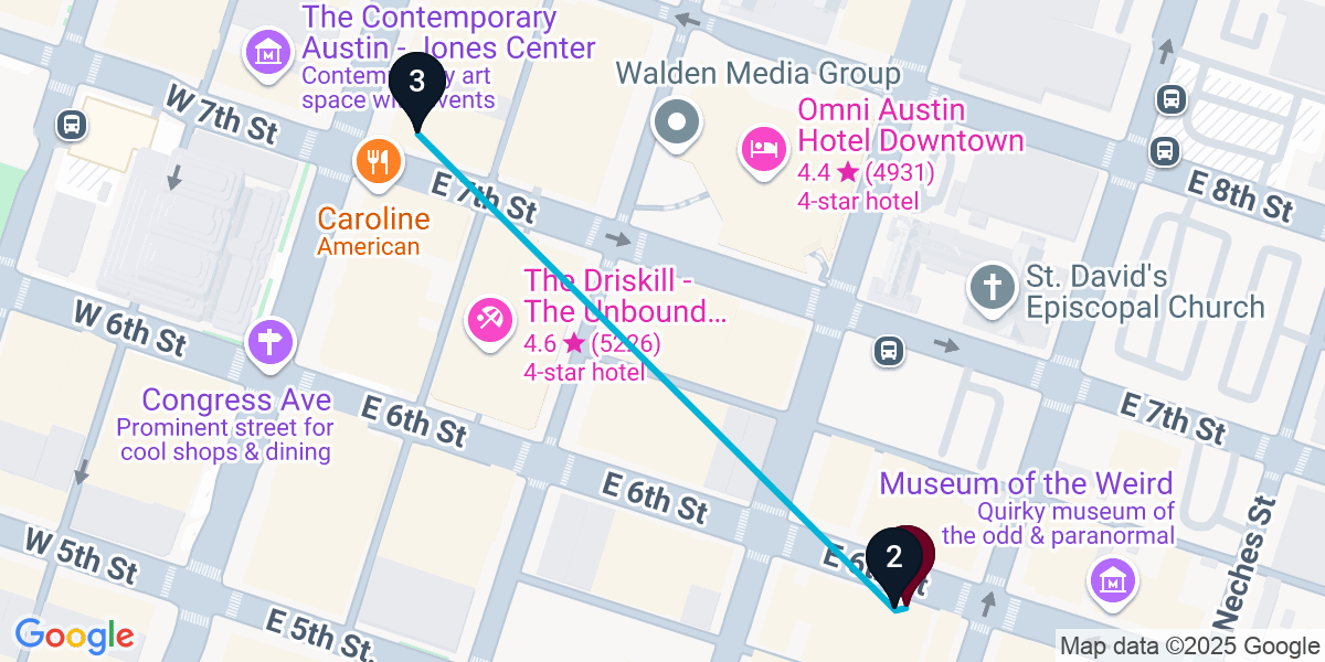 Map for 3-Stop Austin Pub Bar Crawl