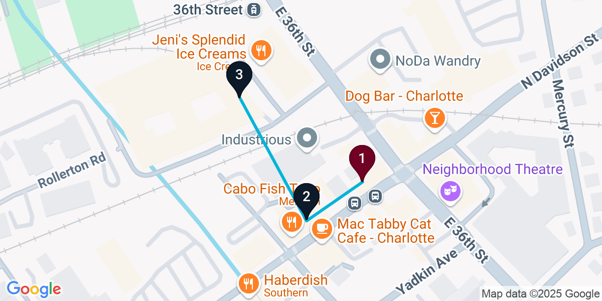 Map for Quick North Charlotte Cocktail Bar Crawl