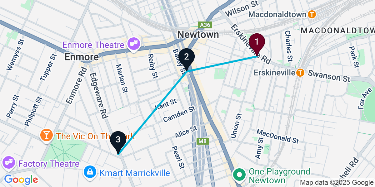 Map for Short Erskineville Bar Crawl