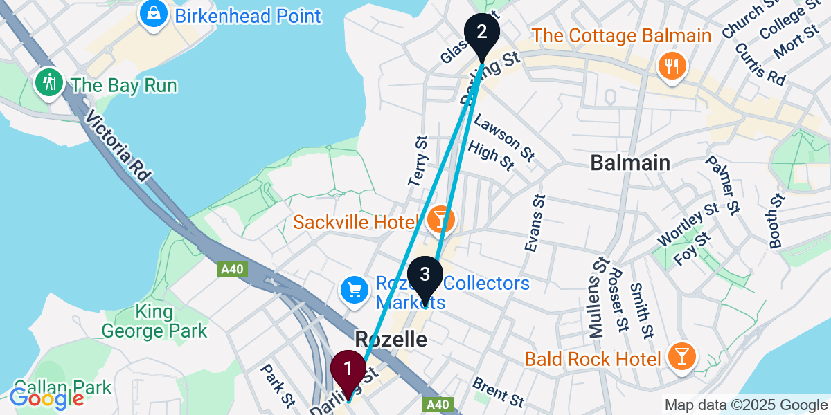 Map for 3-Stop Rozelle Wine bar Bar Crawl