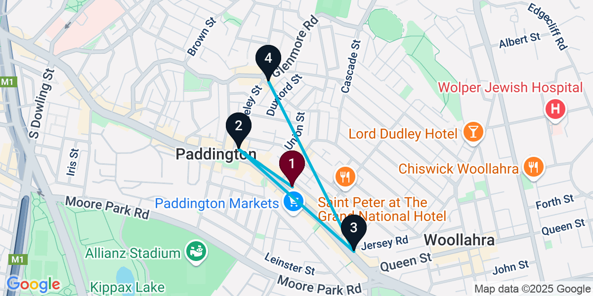 Map for 4-Stop Paddington Pub Bar Crawl
