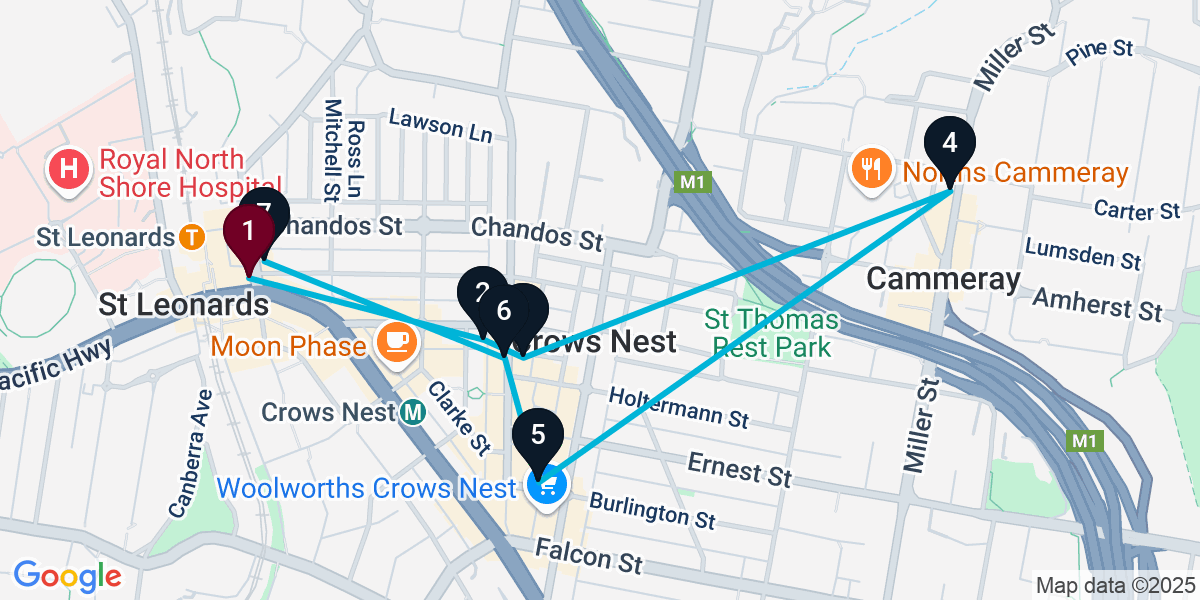 Map for 7-Stop St Leonards Wine bar Bar Crawl