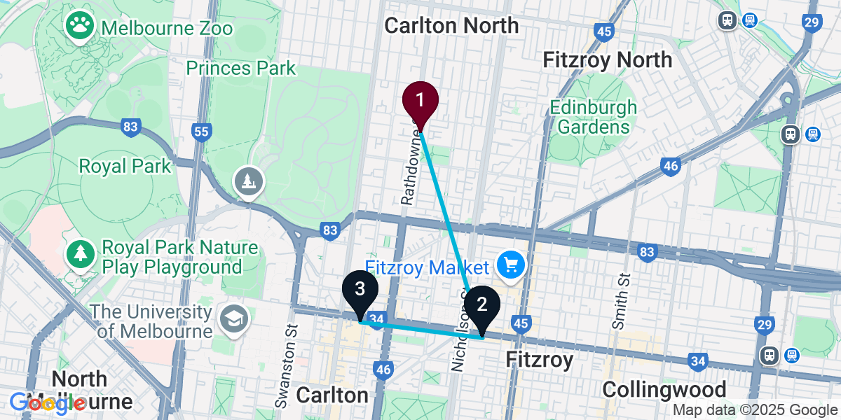 Map for Short Carlton North Bar Crawl