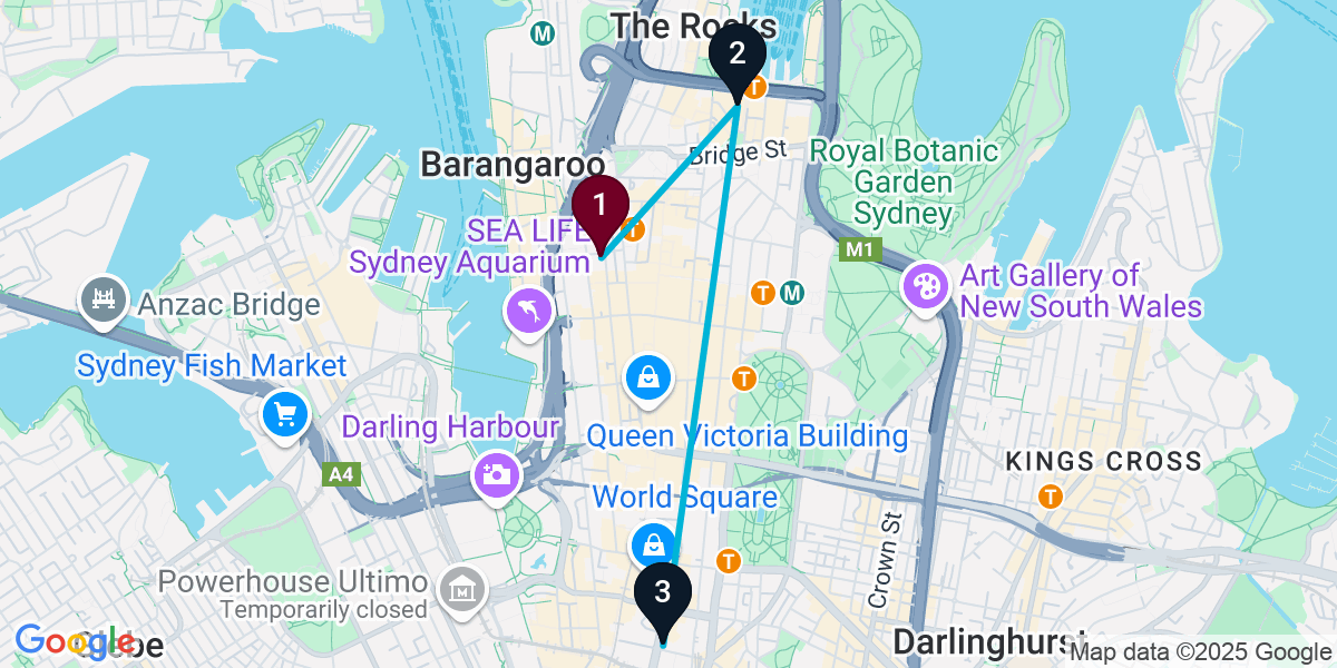 Map for 3-Stop Sydney Live music Bar Crawl
