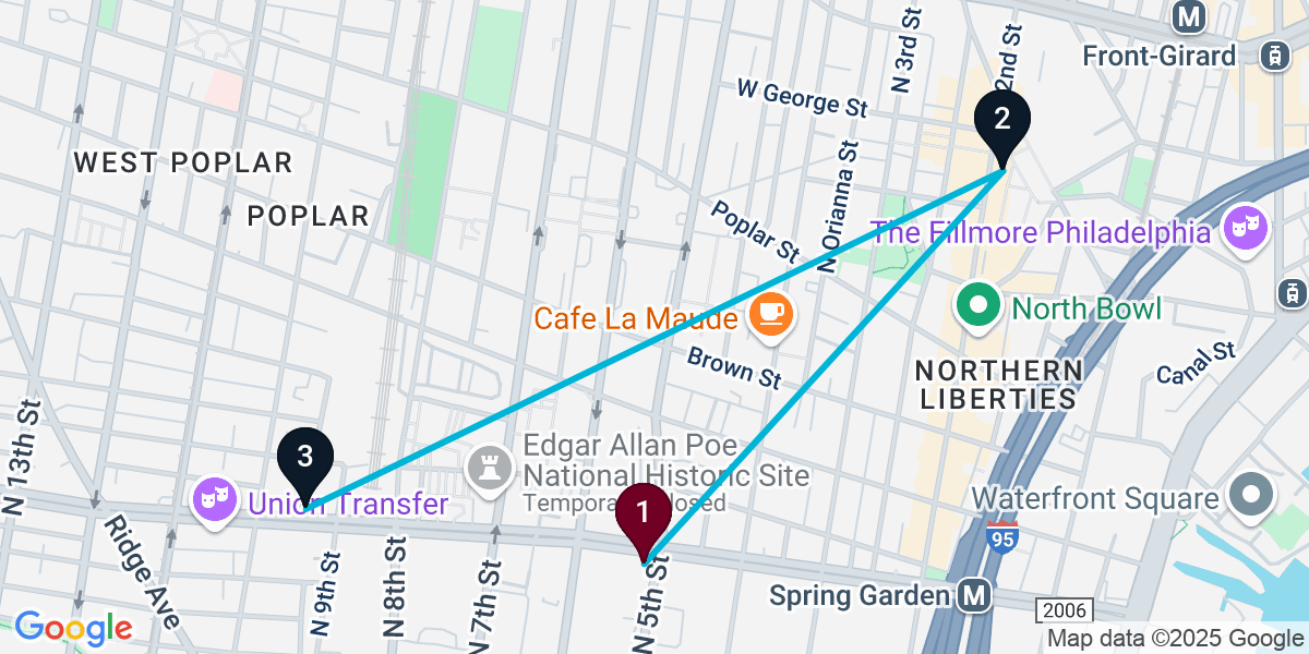 Map for Northern Liberties Pub Crawl