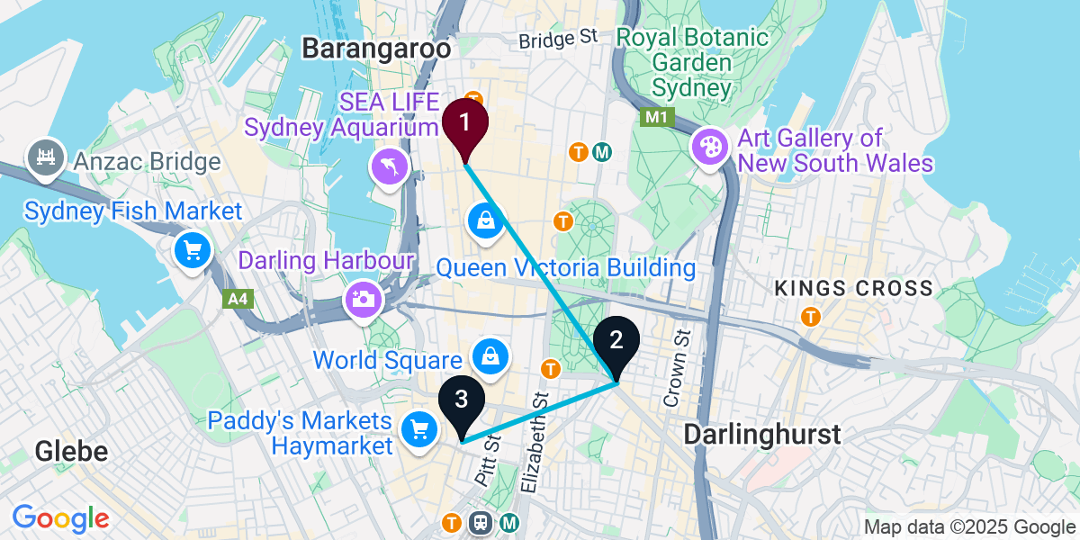 Map for 3-Stop Sydney Nightclub Bar Crawl