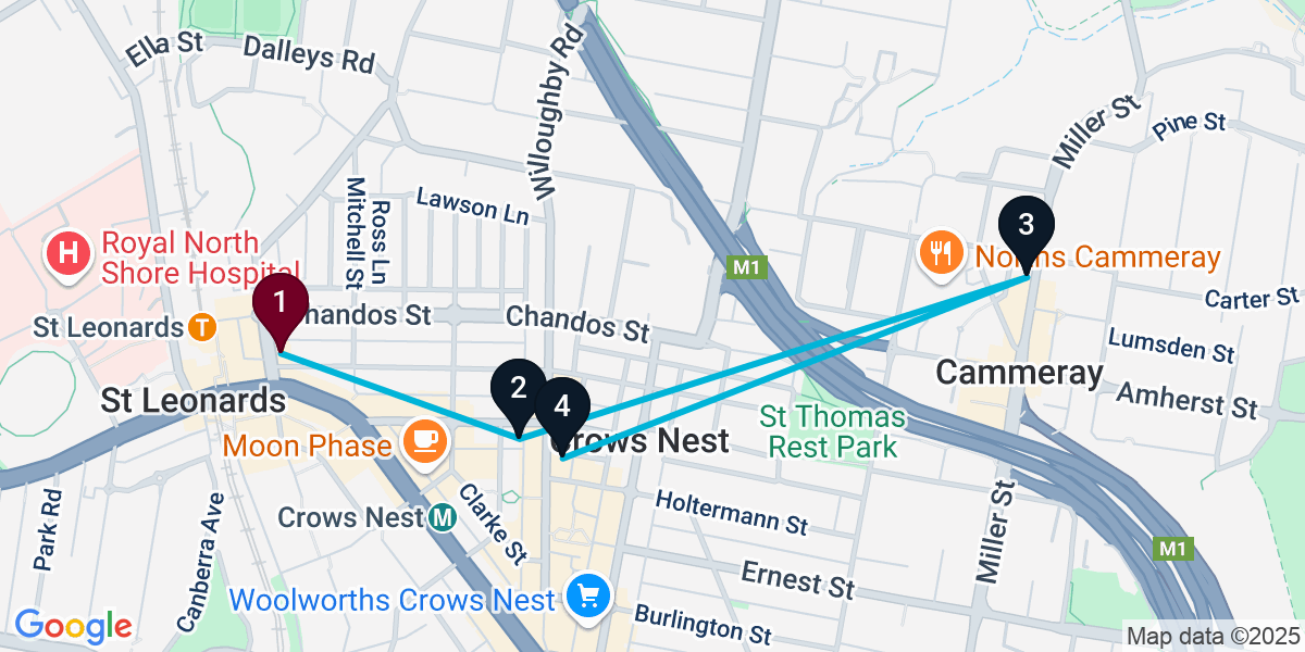 Map for 4-Stop St Leonards Wine bar Bar Crawl
