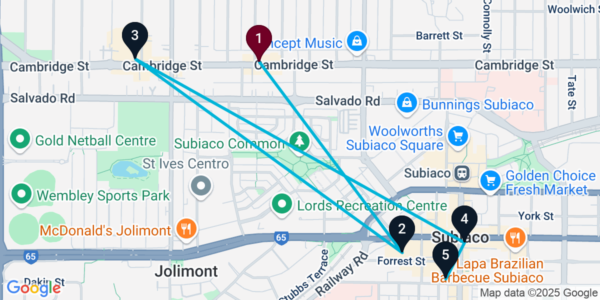 Map for 5-Stop Wembley Pub Bar Crawl