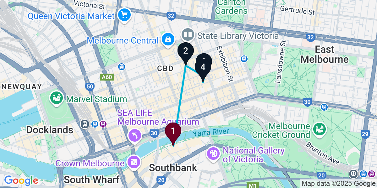 Map for Melbourne Bar Crawl