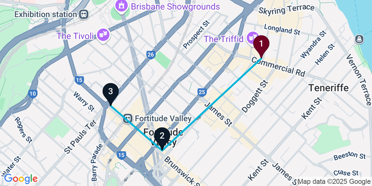 Map for Fortitude Valley Cocktail Bar Crawl
