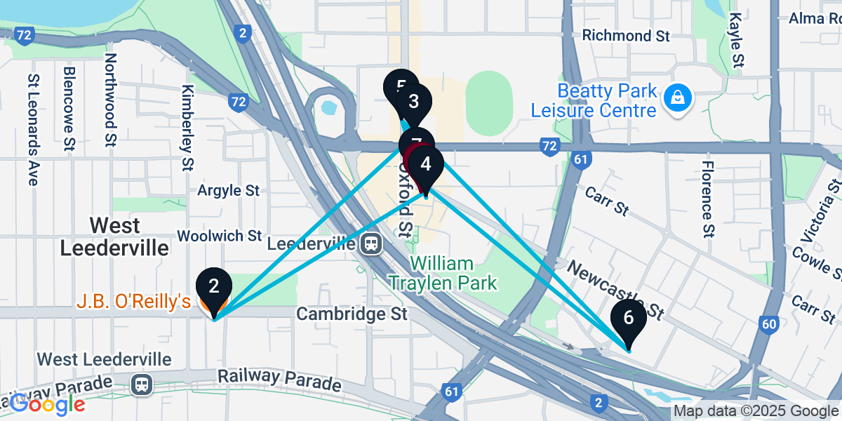 Map for 7-Stop Leederville Live music Bar Crawl