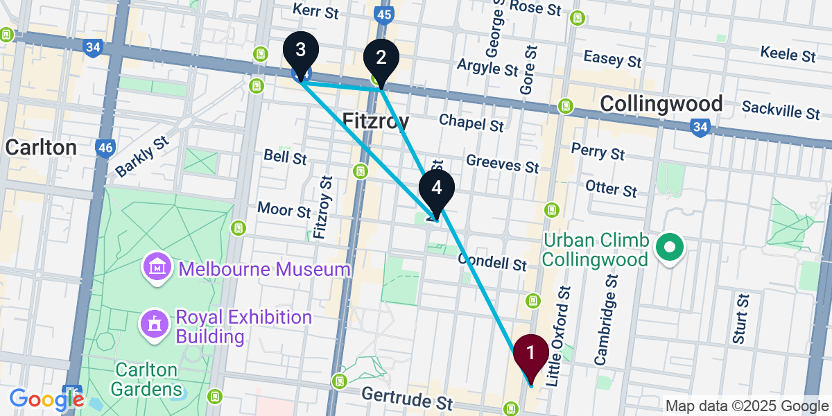 Map for Fitzroy Bar Crawl