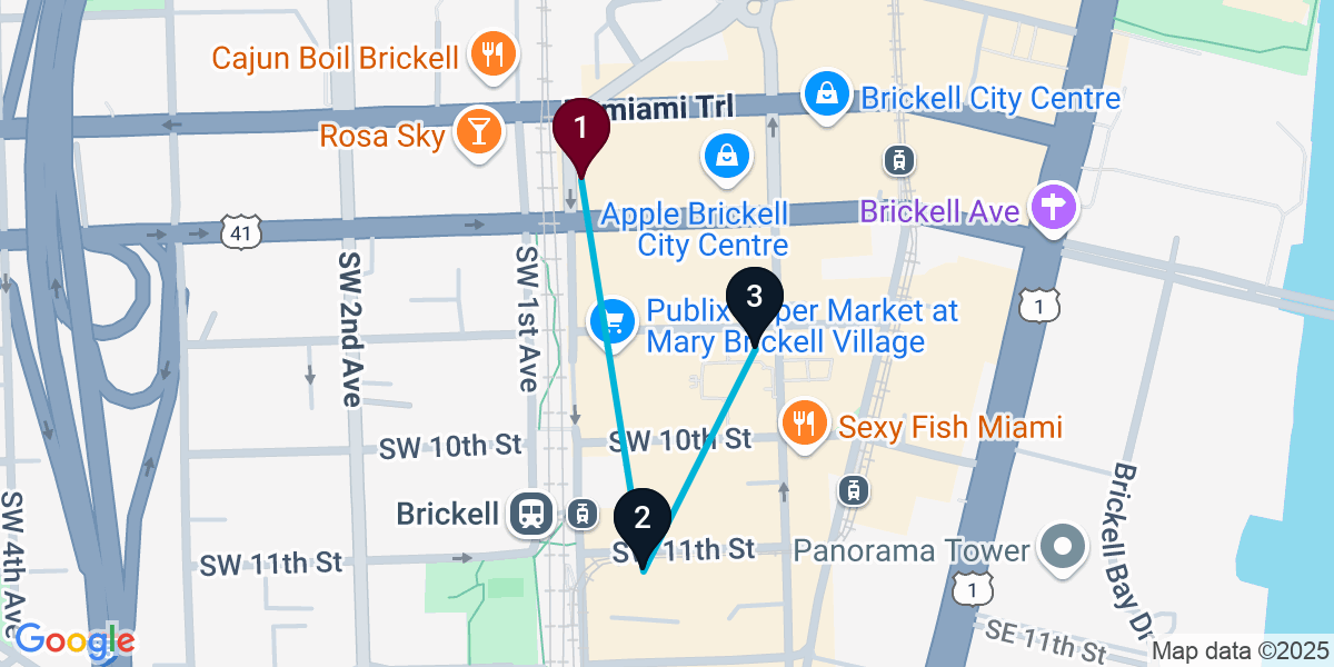 Map for Short Miami Cocktail Bar Crawl