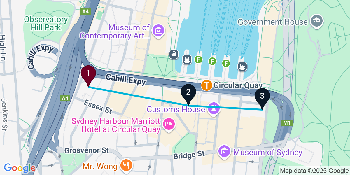 Map for Compact Sydney Rooftop Bar Crawl