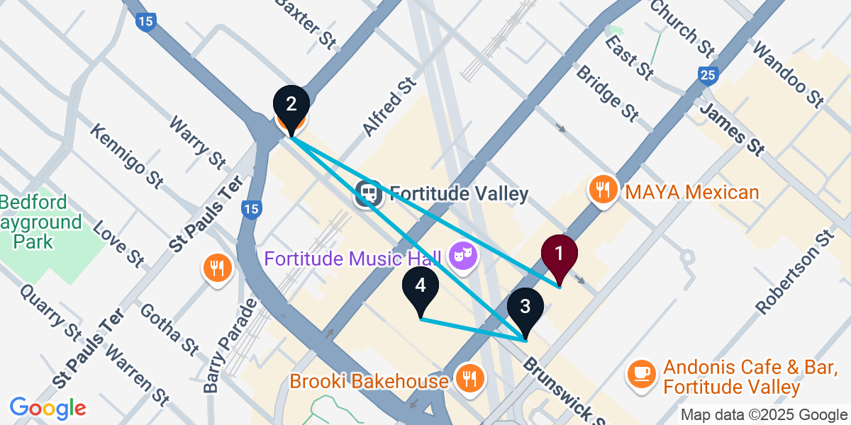 Map for Essential Fortitude Valley Bar Crawl