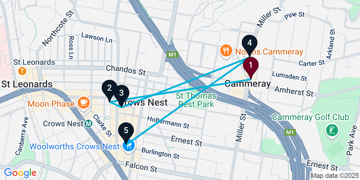 Map for 5-Stop Cammeray Wine bar Bar Crawl