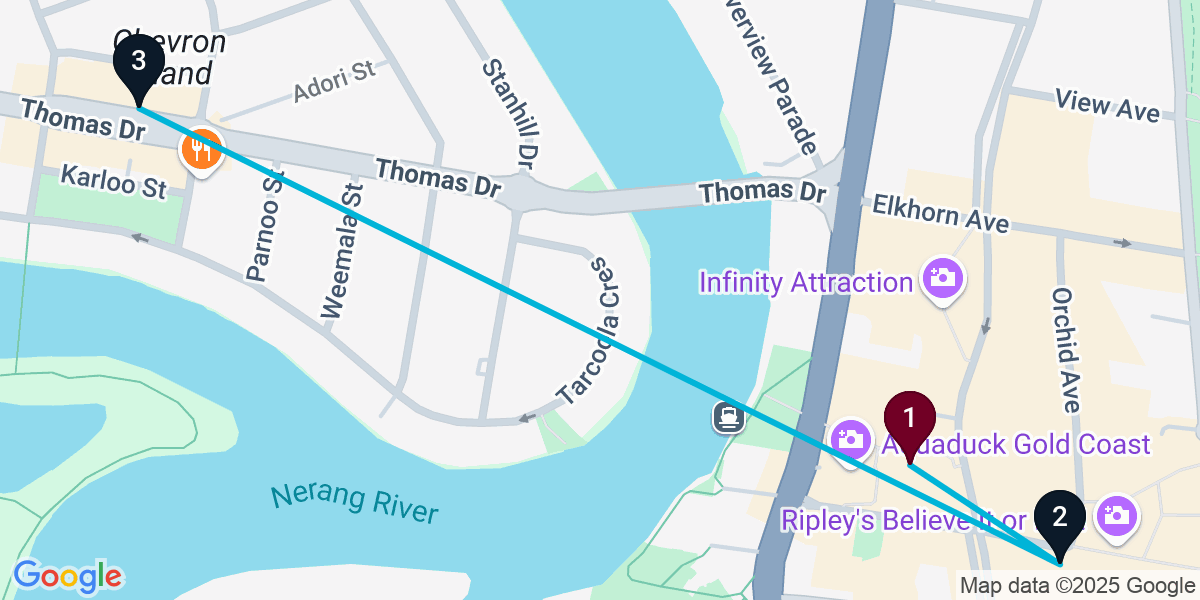 Map for Short Surfers Paradise Pub Crawl