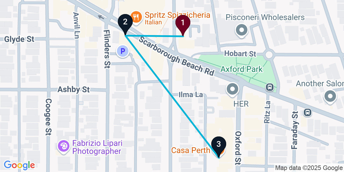 Map for 3-Stop Mount Hawthorn Bar Crawl