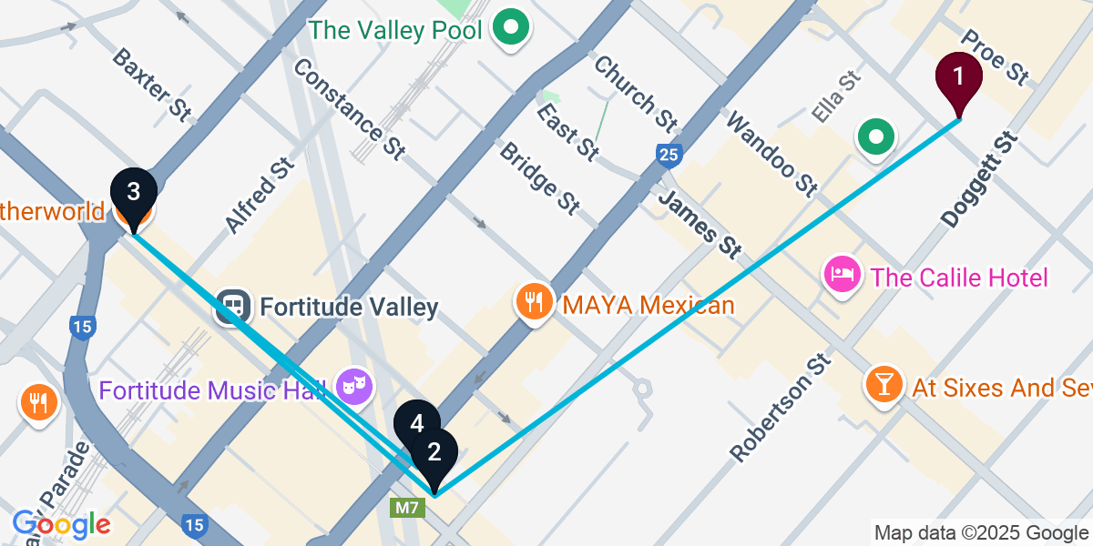 Map for Fortitude Valley Cocktail Bar Crawl