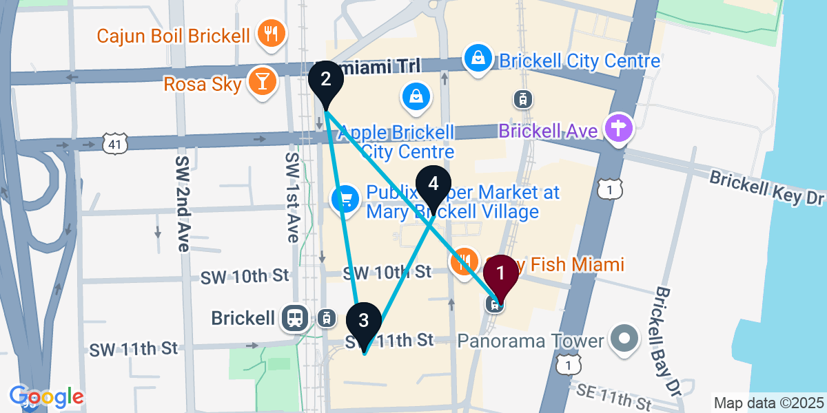 Map for Curated Miami Cocktail Bar Crawl