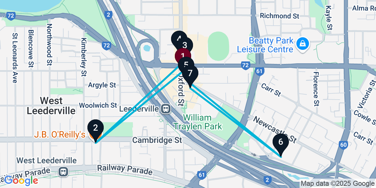 Map for 7-Stop Leederville Live music Bar Crawl