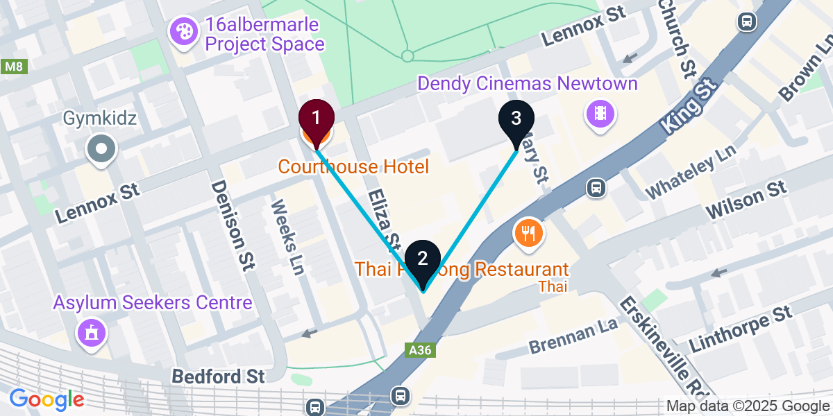 Map for Cocktail Bar Crawl from Courthouse Hotel (3 Stops)