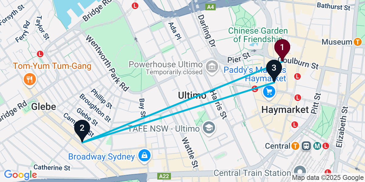 Map for 3-Stop Haymarket Cocktail Bar Crawl