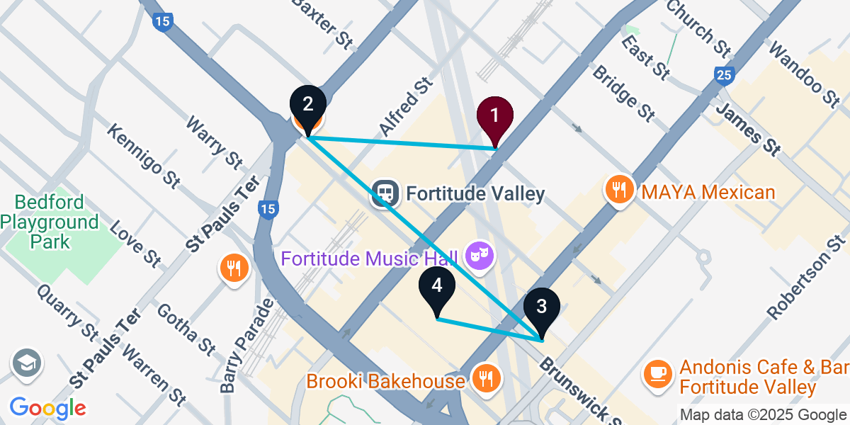 Map for Essential Fortitude Valley Bar Crawl