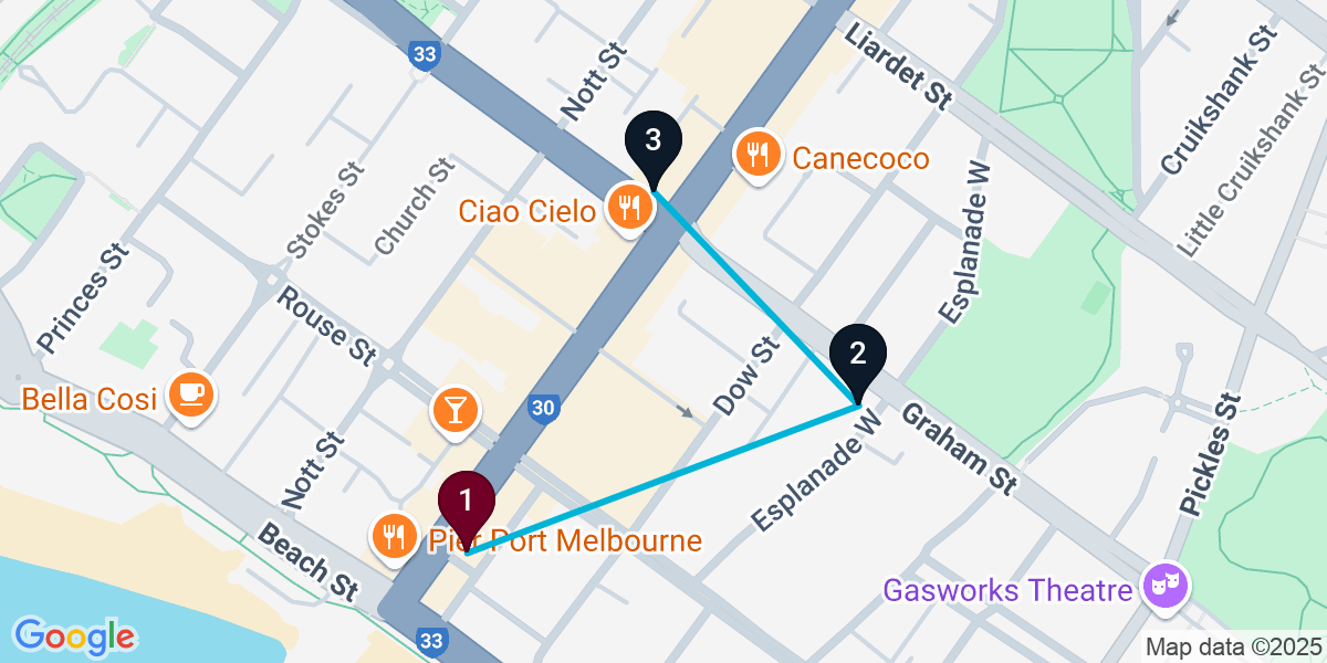 Map for Quick Port Melbourne Pub Crawl