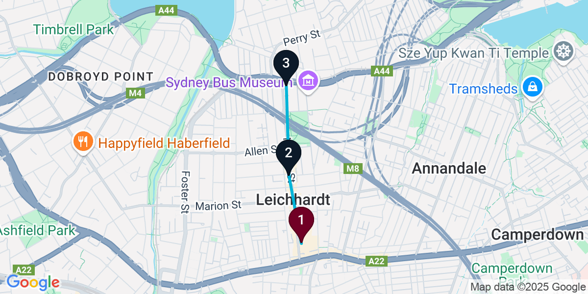 Map for 3-Stop Leichhardt Rooftop Bar Crawl
