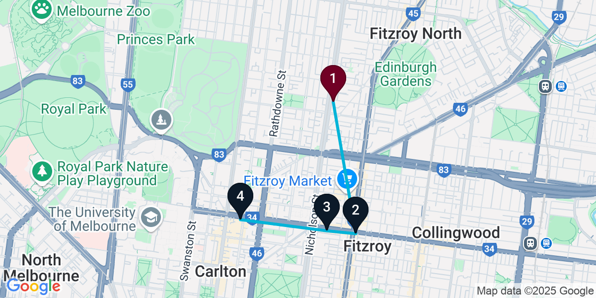 Map for Fitzroy Bar Crawl