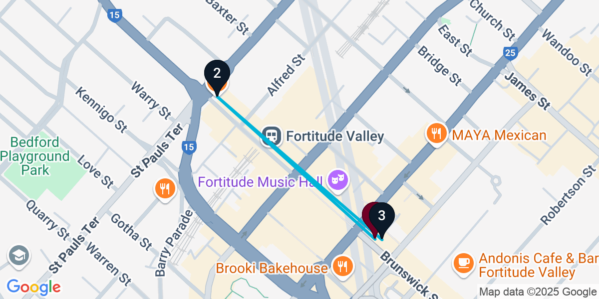 Map for Quick Fortitude Valley Bar Crawl