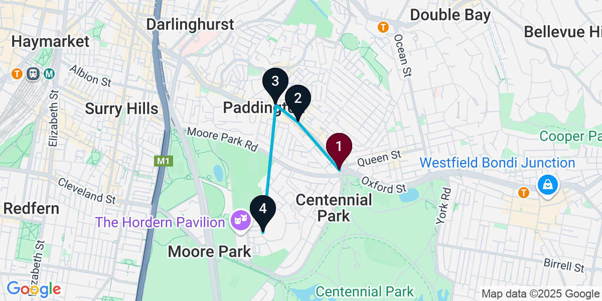 Map for 4-Stop Paddington Pub Bar Crawl