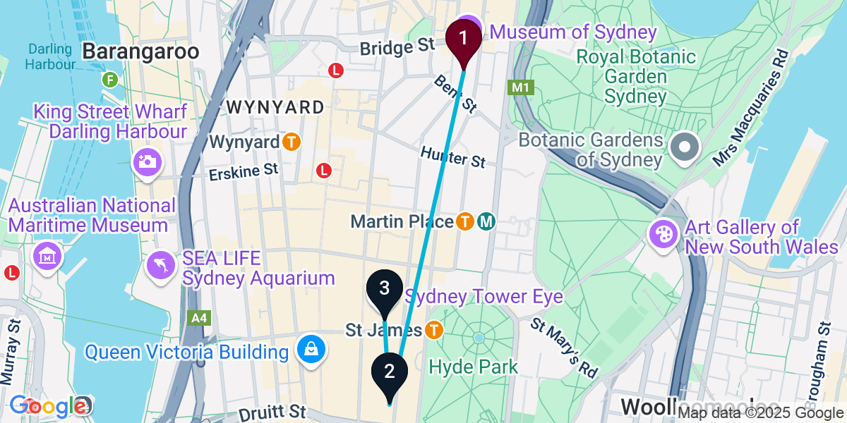 Map for 3-Stop Sydney Hotel bar Bar Crawl