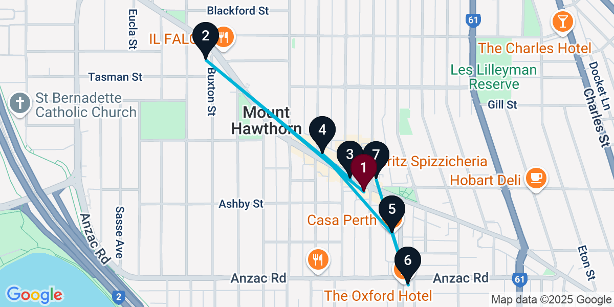 Map for 7-Stop Mount Hawthorn Wine bar Bar Crawl