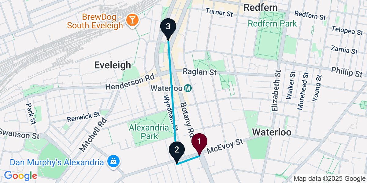 Map for 3-Stop Alexandria Brewery Bar Crawl