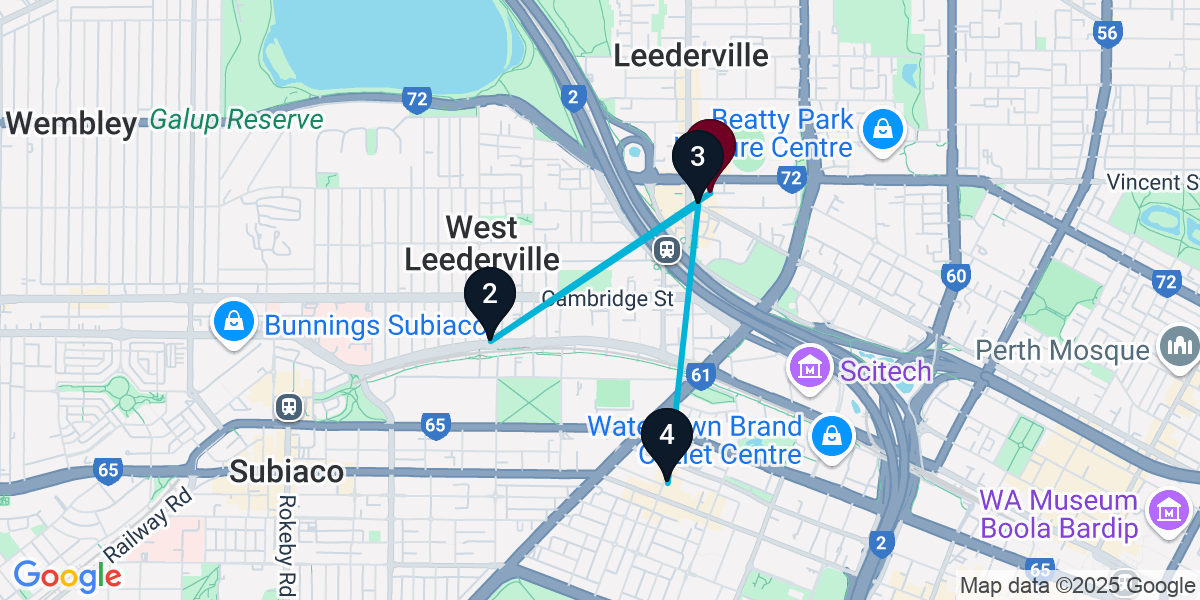 Map for Signature Leederville Cocktail Bar Crawl