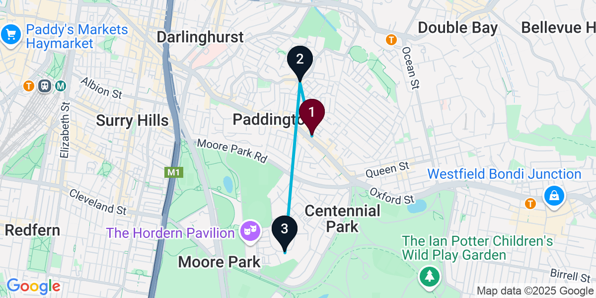Map for 3-Stop Paddington Cocktail Bar Crawl