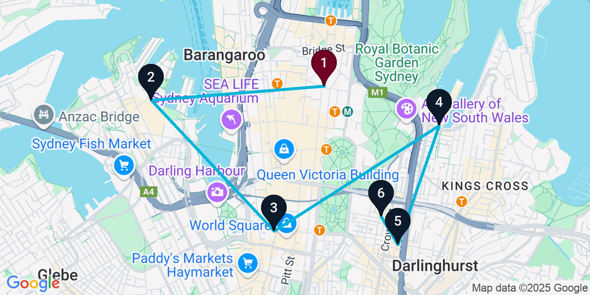 Map for 6-Stop Sydney Sports bar Bar Crawl