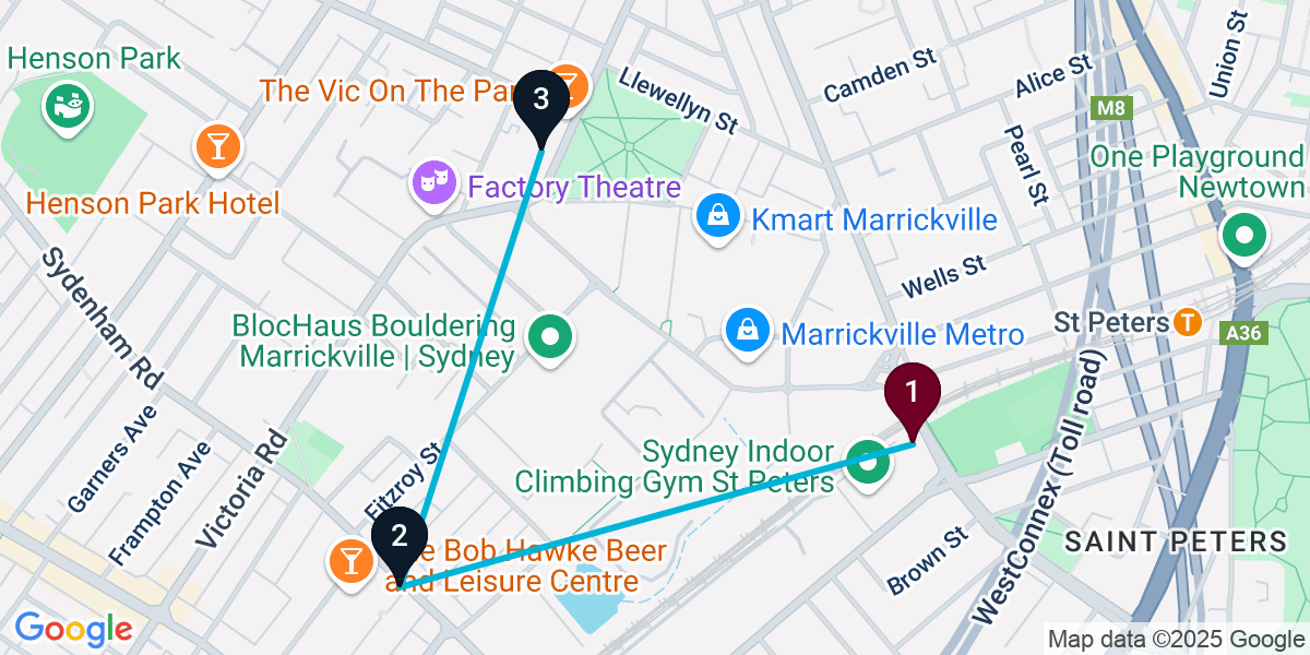 Map for 3-Stop Saint Peters Brewery Bar Crawl