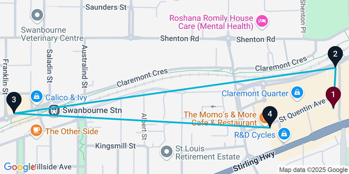 Map for Claremont Bar Crawl