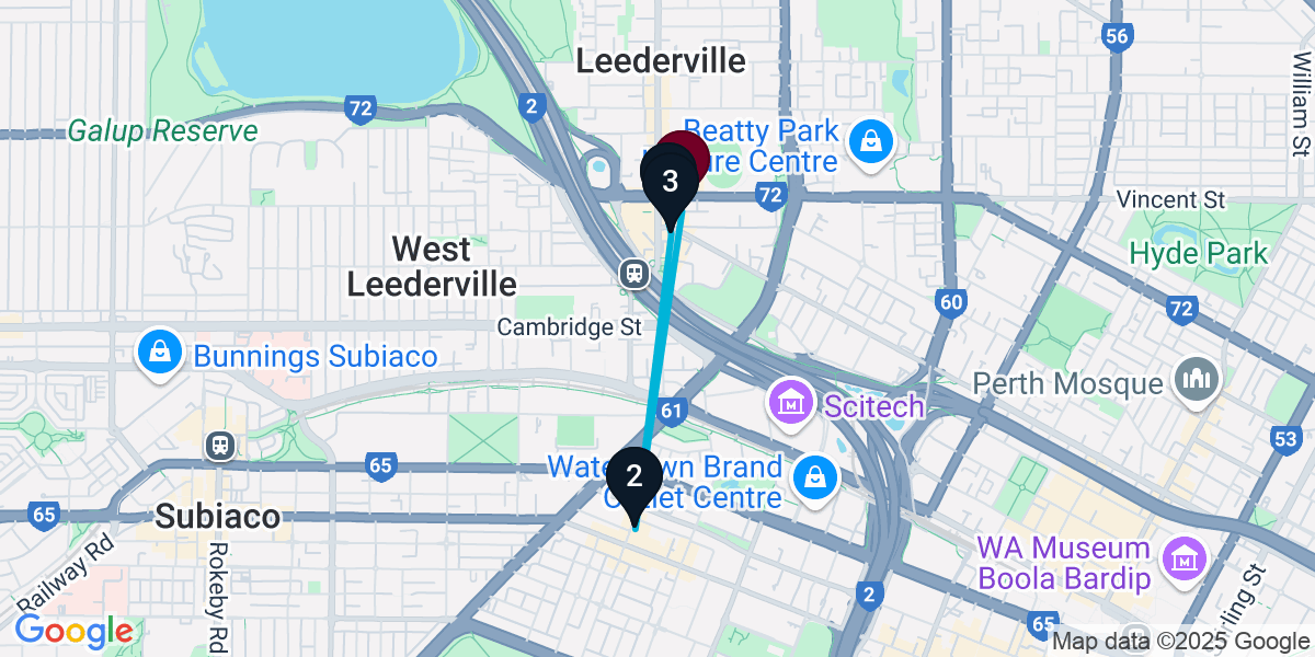 Map for Walkable Leederville Pub Crawl
