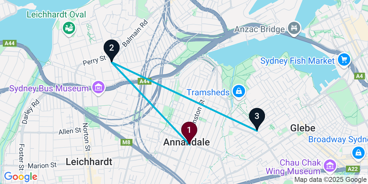 Map for 3-Stop Annandale Pub Bar Crawl